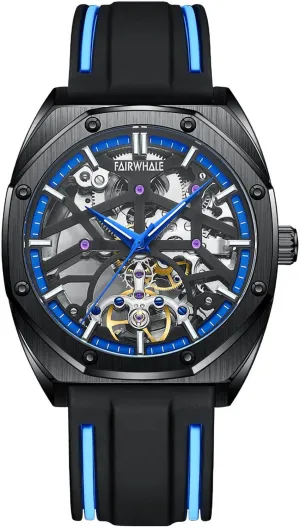 genre for Men's Automatic Skeleton Mechanical Sports Watch Octagonal Watches 