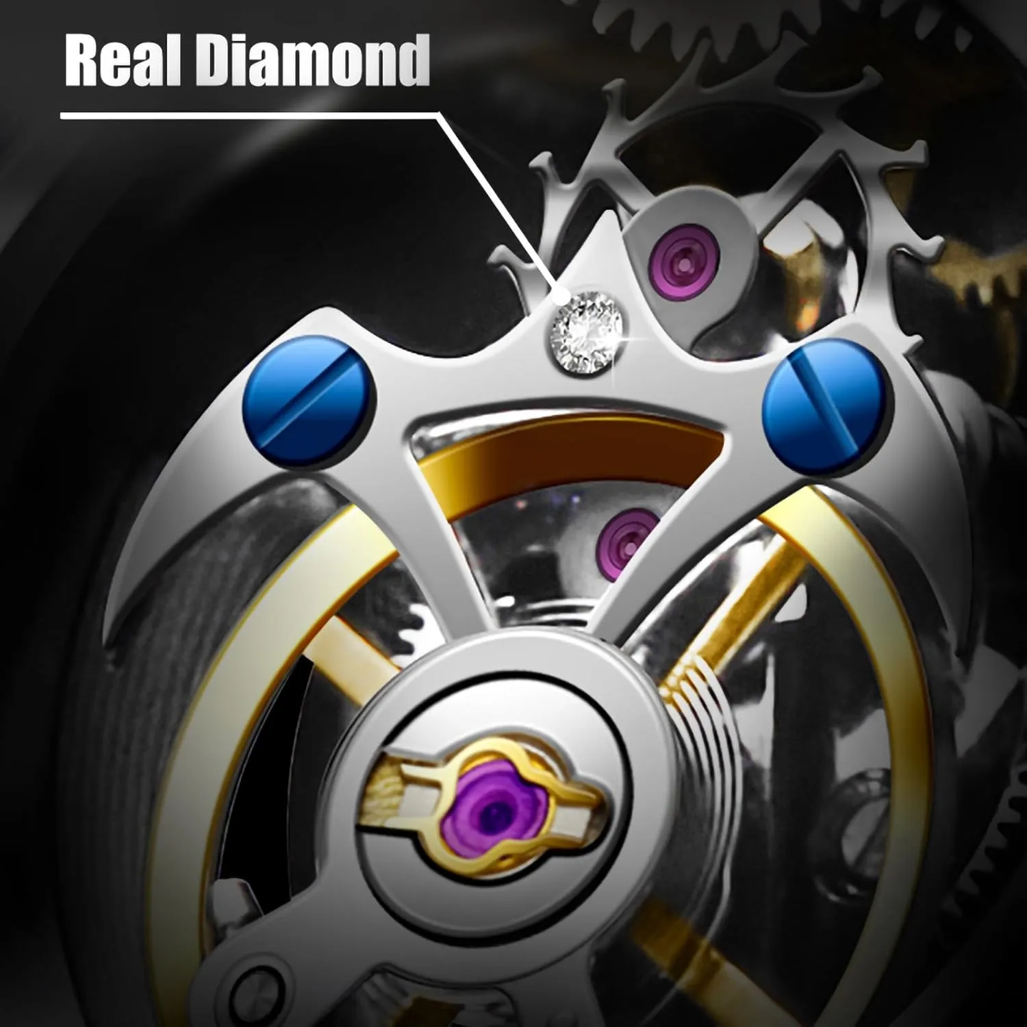 Genuine Flying admiration biographical recreation Tourbillon Movement Mens Mechanical Watch Luxury Fashion Skeleton Waterproof Wristwatches for Man, Milky Way Starry Night Dial Sapphire Mirror HEMUDU 