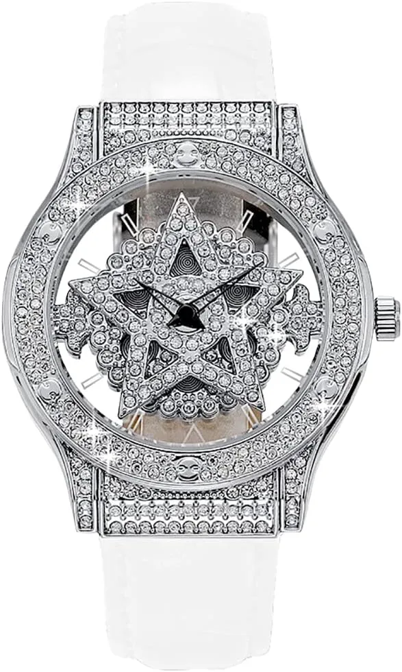 germinate Watch for Women Gosasa Gypsophila Light Luxury Hollow Rhinestones Genuine Leather Wrist Watch Fashion 
