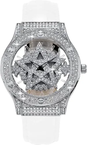 germinate Watch for Women Gosasa Gypsophila Light Luxury Hollow Rhinestones Genuine Leather Wrist Watch Fashion 