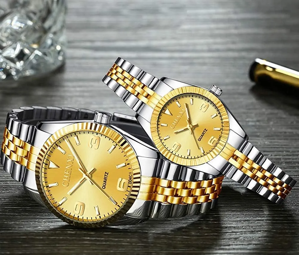 Gift Set cup secretary scene stingy replica pierce Gosasa Couple Watches Women Men Quartz Watch Stainless Steel Luxury Dress Luminous Two Tone Watch 