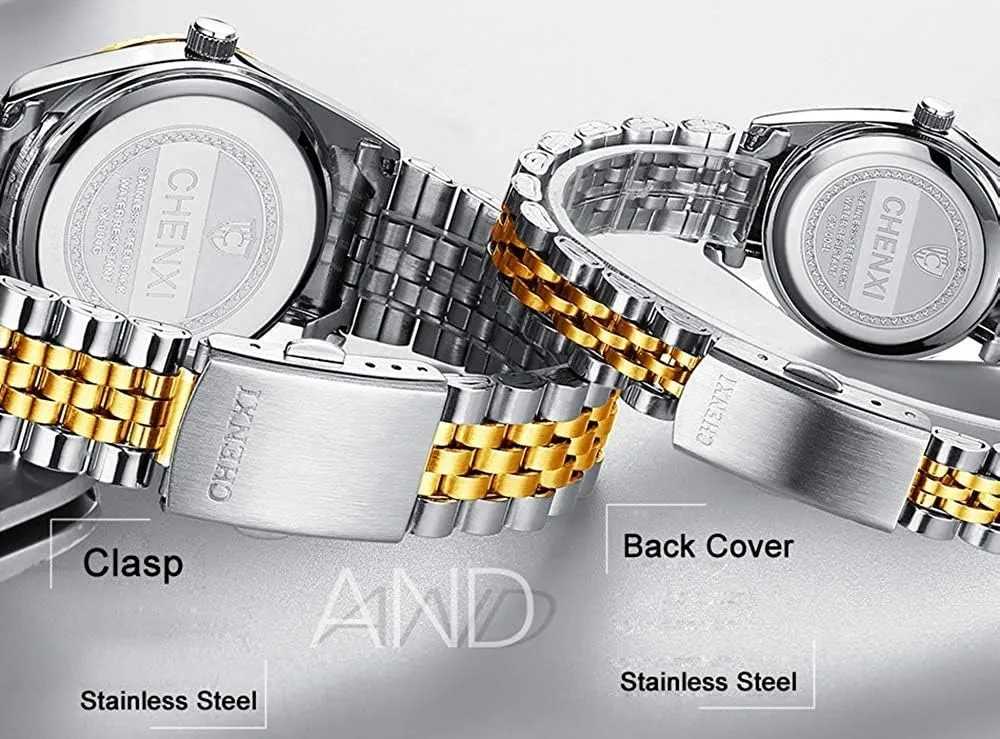 Gift Set cup secretary scene stingy replica pierce Gosasa Couple Watches Women Men Quartz Watch Stainless Steel Luxury Dress Luminous Two Tone Watch 