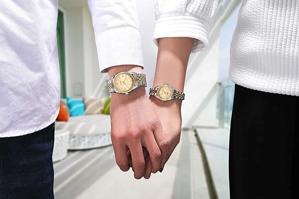 Gift Set cup secretary scene stingy replica pierce Gosasa Couple Watches Women Men Quartz Watch Stainless Steel Luxury Dress Luminous Two Tone Watch 