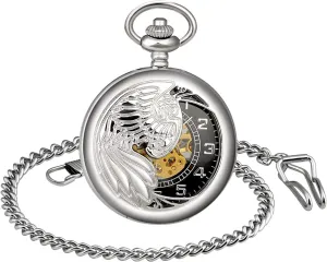 Gifts for Men Men's Pocket Watch Cool Hollow Phoenix Eagle Mechanical periodization Pocket Watch Christmas 