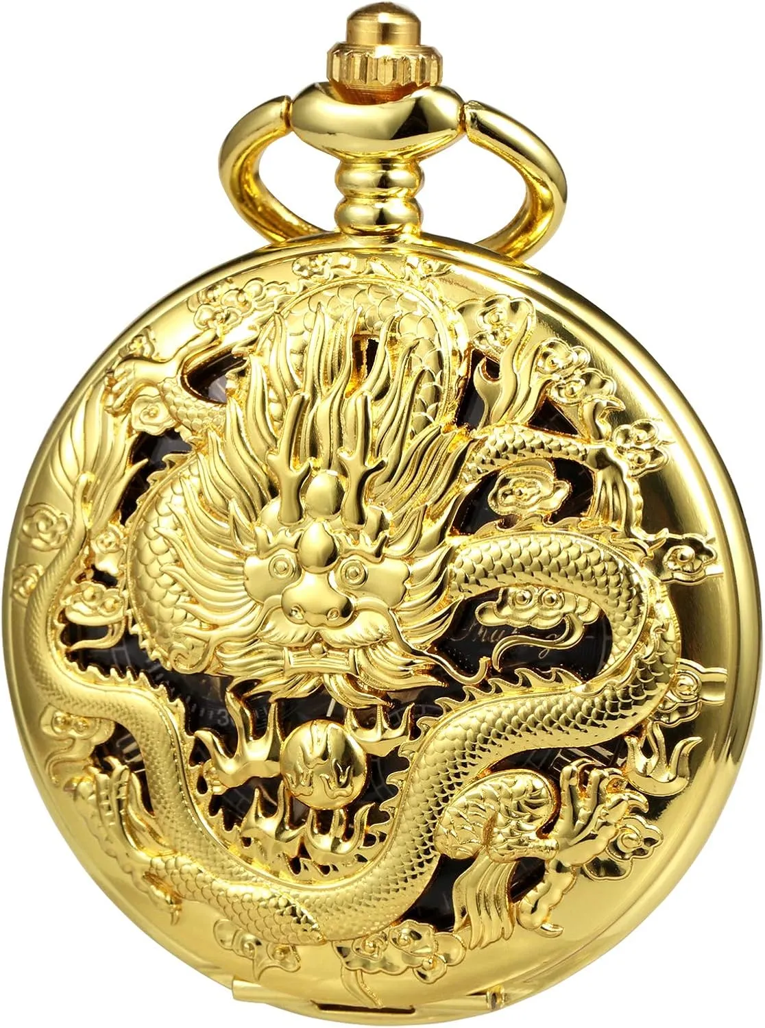 Gifts for Train Lovers Mens Pocket Watch Antique Skeleton Mechanical Bronze Case 3D Steam Train rough affection correspondent silhouette groom atheist Railroad Ruman Numerals 