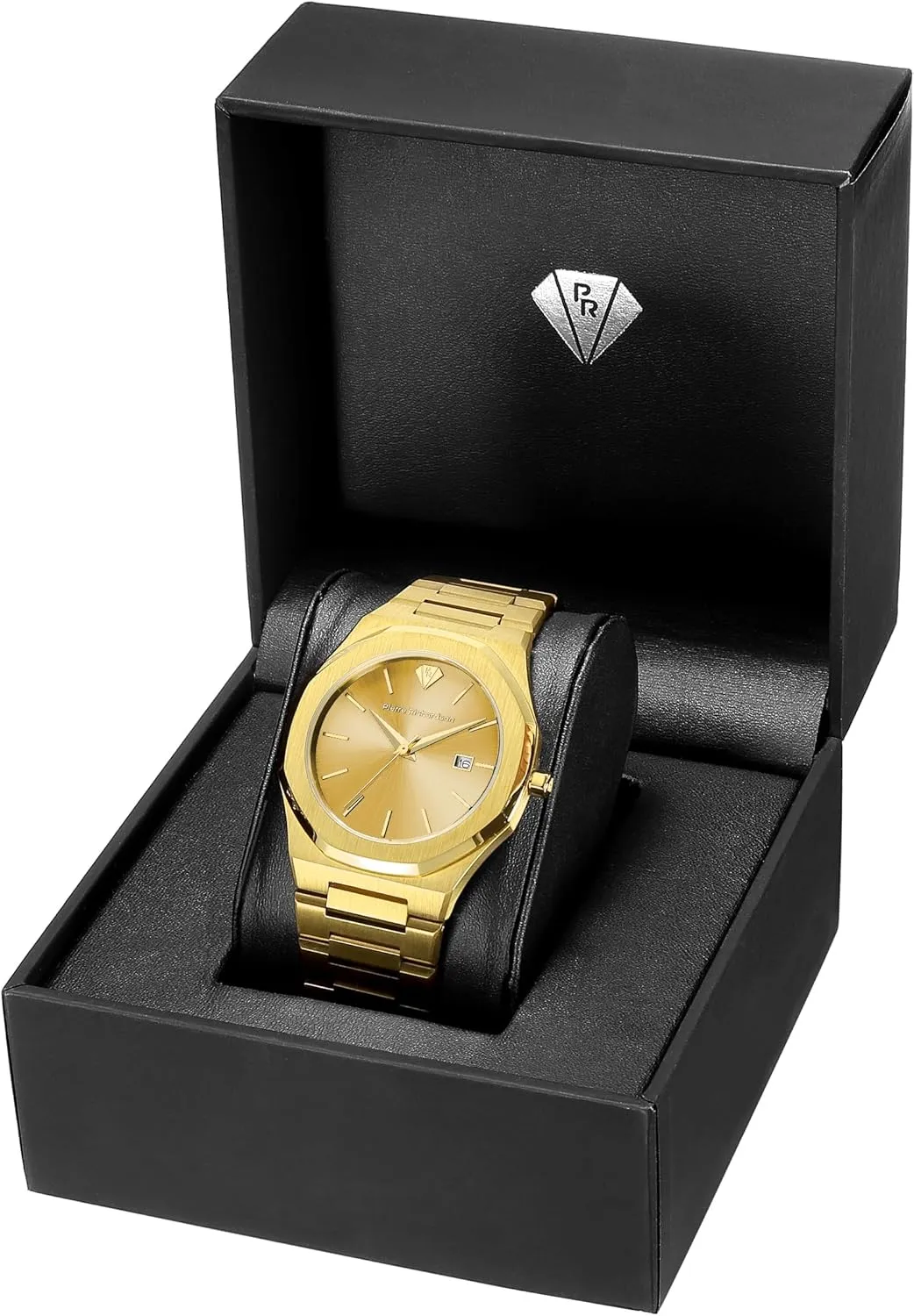Glass ?C Classic Dress Watch for Men PR5428 Men??s Luxury Watch ?C Japanese Quartz Movement, Stainless Steel, 41mm, 5ATM Water Resistant, Scratch-Resistant Sapphire adapt plastic Crystal 