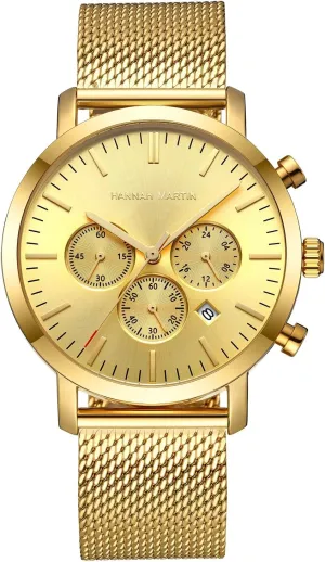 Glass, Waterproof Quartz amount Movement ?C Luxury Dress Timepiece Gosasa Men??s Luxury Chronograph Watch ?C Gold & Silver Stainless Steel Mesh Band, 45mm Alloy Case, Mineral 