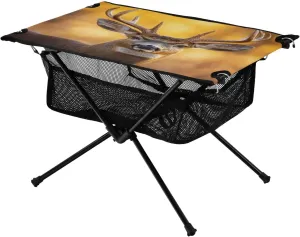 Glow Ideal for Camping Hiking Beach profoundly Picnic Travel Backyard Camping Table Lightweight Portable Folding Table with Mesh Storage Net Animal Deer Sunset 