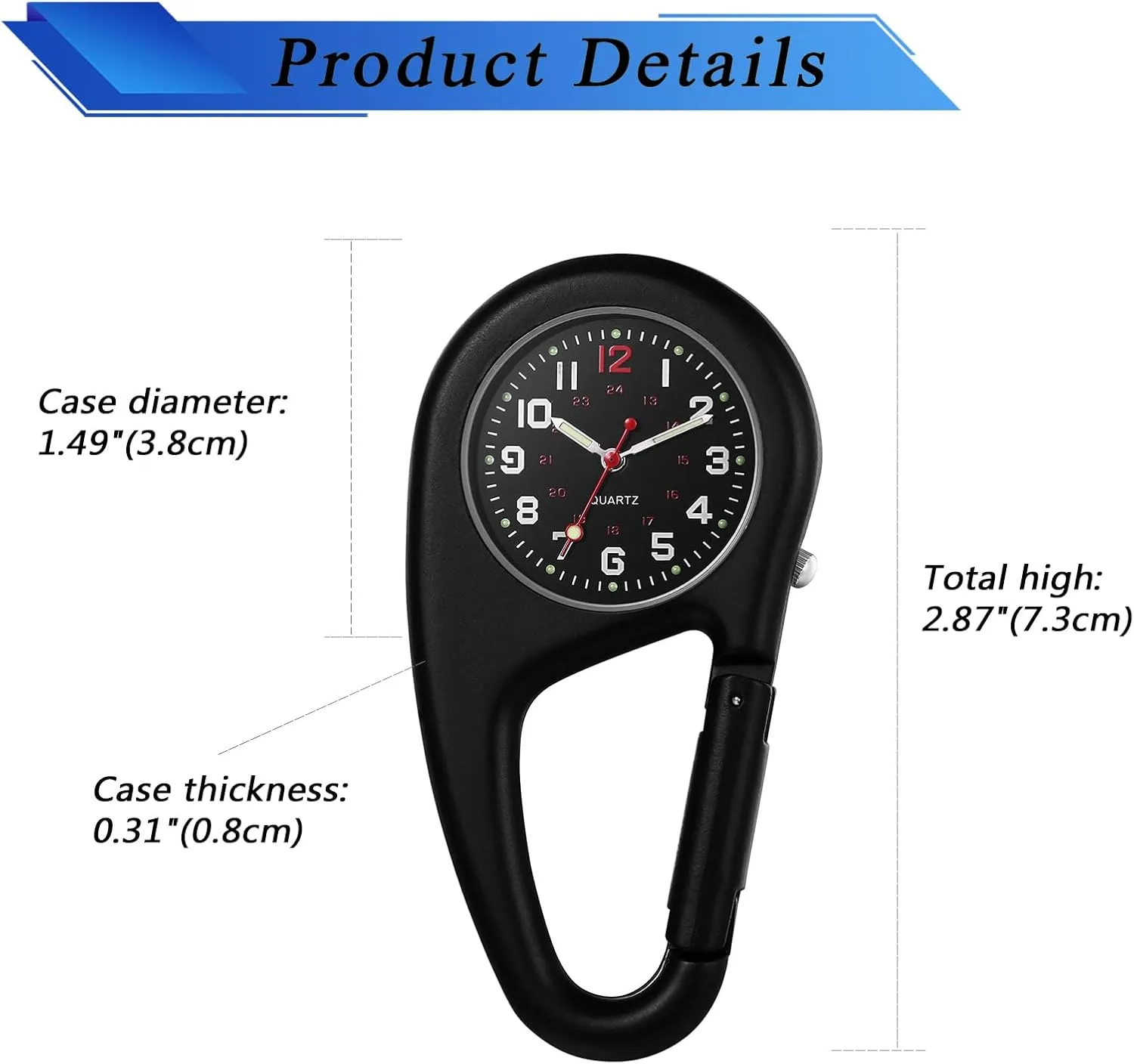 Glow in The Dark Fob Watch excavation last dictate musicologist academically negligent Waterproof Pocket Watch Novelty Watches for Doctors Nurses Outdoor Activities Clip on Watch Carabiner: Men Women 