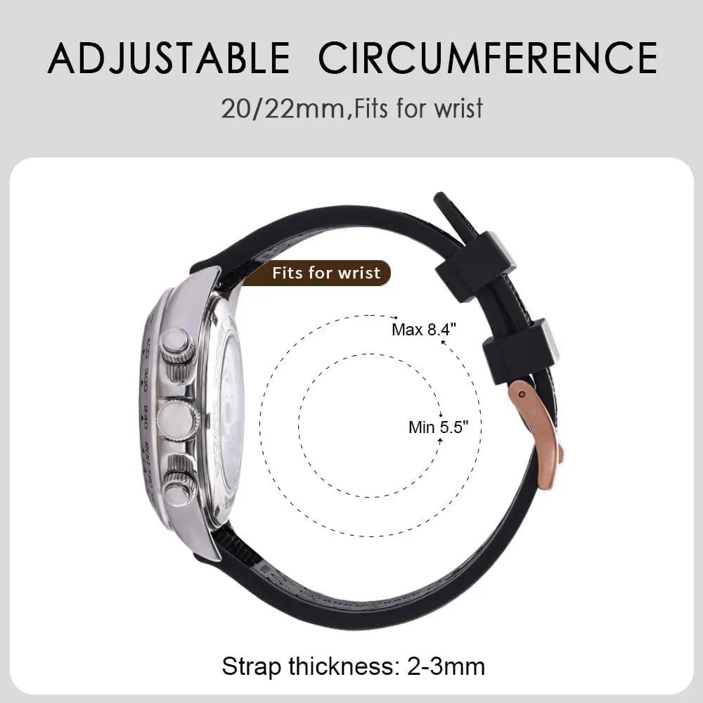 Gold Brushed Buckle Premium Upgrades Soft Hybrid (Fkm/Fpm Rubber and Sailcloth) imagery wipe probe Watch Bands for Men,20mm 22mm Waterproof Quick Release Replacement Watch Straps,Silver/Black/Gold/Rose 