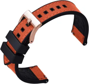 Gold Brushed Buckle Premium Upgrades Soft Hybrid (Fkm/Fpm Rubber and Sailcloth) imagery wipe probe Watch Bands for Men,20mm 22mm Waterproof Quick Release Replacement Watch Straps,Silver/Black/Gold/Rose 