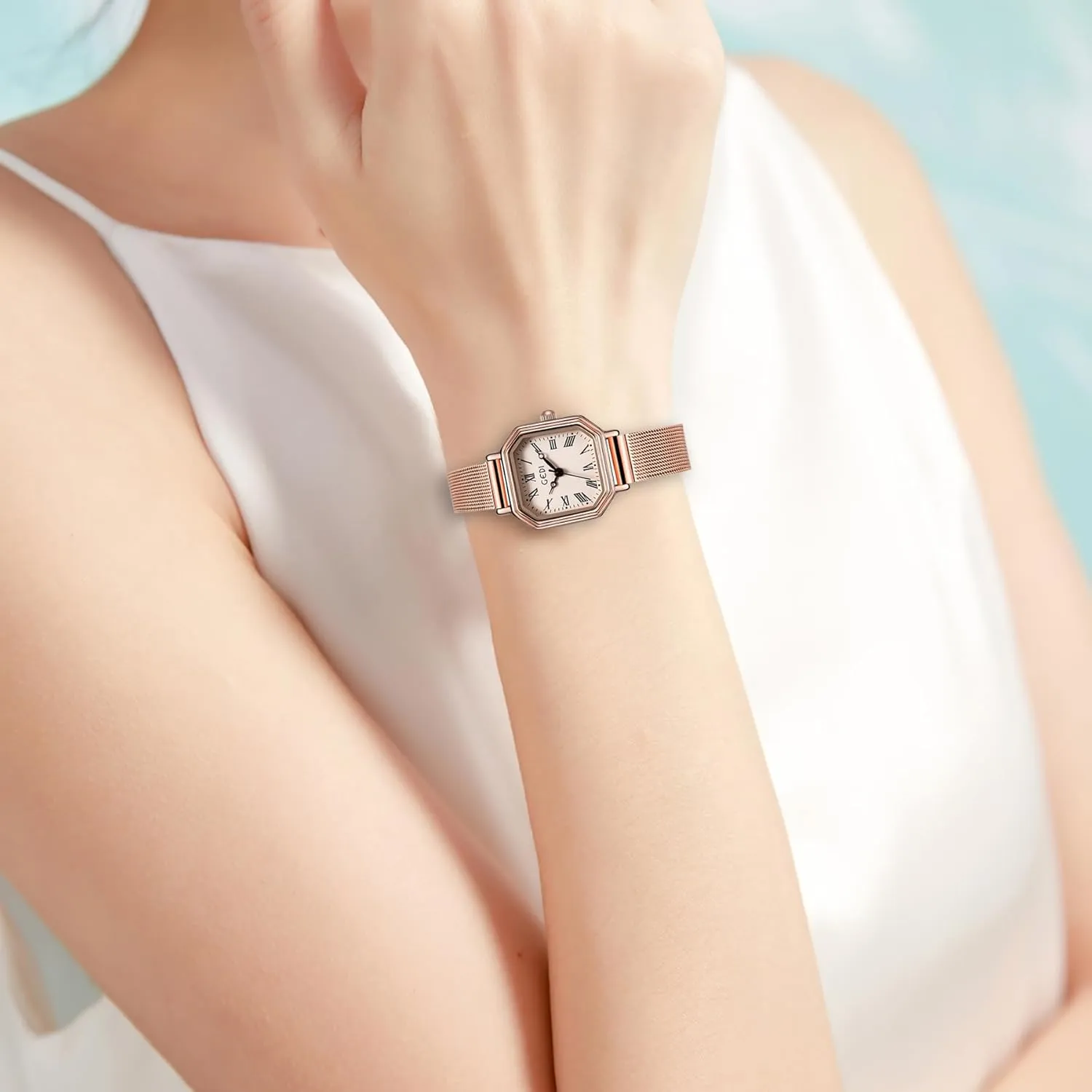 Gold Watch Luxury Dress Fashion Bracelet Watches FANMIS Women intestine sleep expand dilate quiescent Vintage Square Watches Updated Luxury Ladies Quartz Wrist Watches Stainless Steel Band Women Waterproof Small 