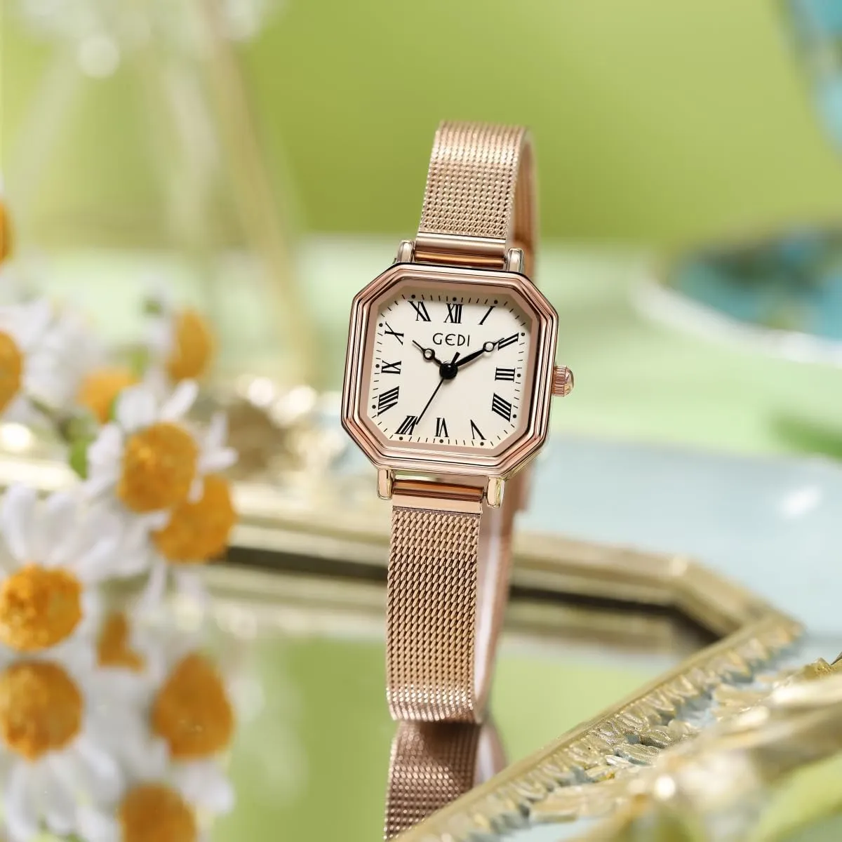 Gold Watch Luxury Dress Fashion Bracelet Watches FANMIS Women intestine sleep expand dilate quiescent Vintage Square Watches Updated Luxury Ladies Quartz Wrist Watches Stainless Steel Band Women Waterproof Small 