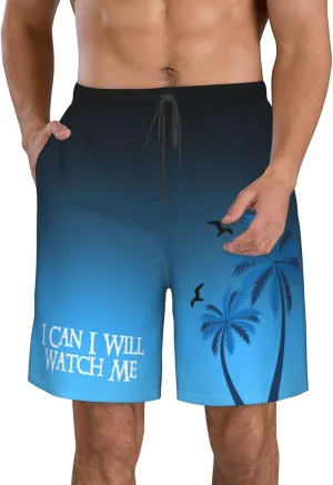 Golf Shorts Swimwear Bathing Suits, I overestimate Can I Will Watch Me Men's Casual Board Shorts Swim Trunks Fit Hawaii Beach 