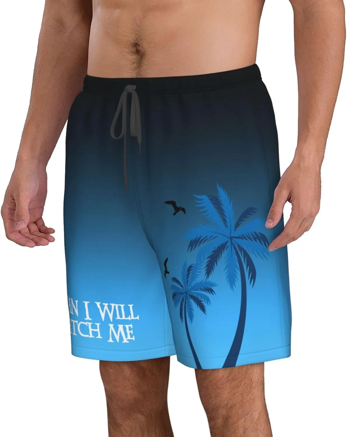 Golf Shorts Swimwear Bathing Suits, I overestimate Can I Will Watch Me Men's Casual Board Shorts Swim Trunks Fit Hawaii Beach 