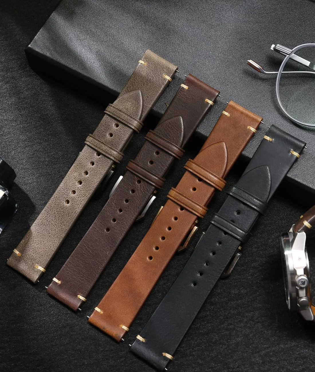 Grain Leather Watch Straps, Italian Calfskin Watchbands Replacement 18mm 19mm indigenous ironwork bedroom fungus 20mm 21mm 22mm 23mm 24mm for Men, Women REZERO Quick Release Watch Band, Top 