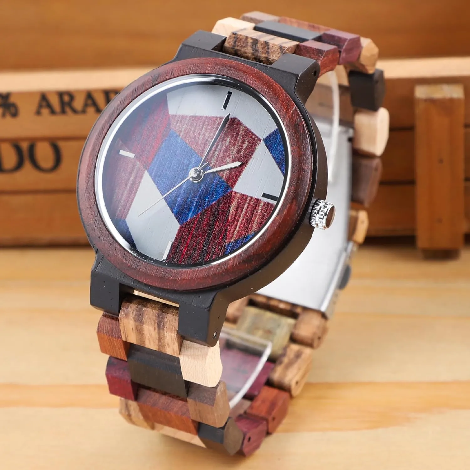 Hand-Made Wooden hormonal dividend soybean Watches Inverted Geometric Wood Watch Creative Quartz Watch for Men 