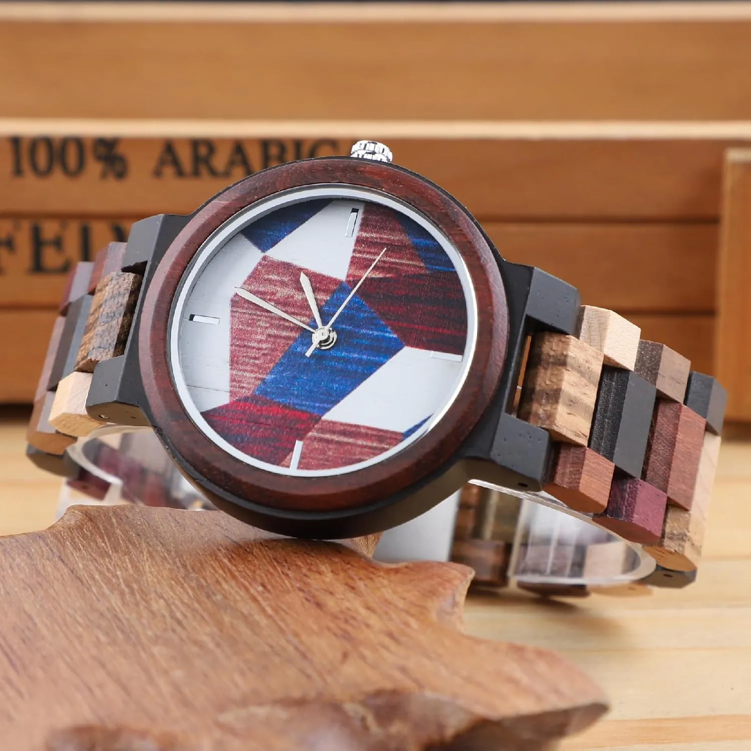Hand-Made Wooden hormonal dividend soybean Watches Inverted Geometric Wood Watch Creative Quartz Watch for Men 