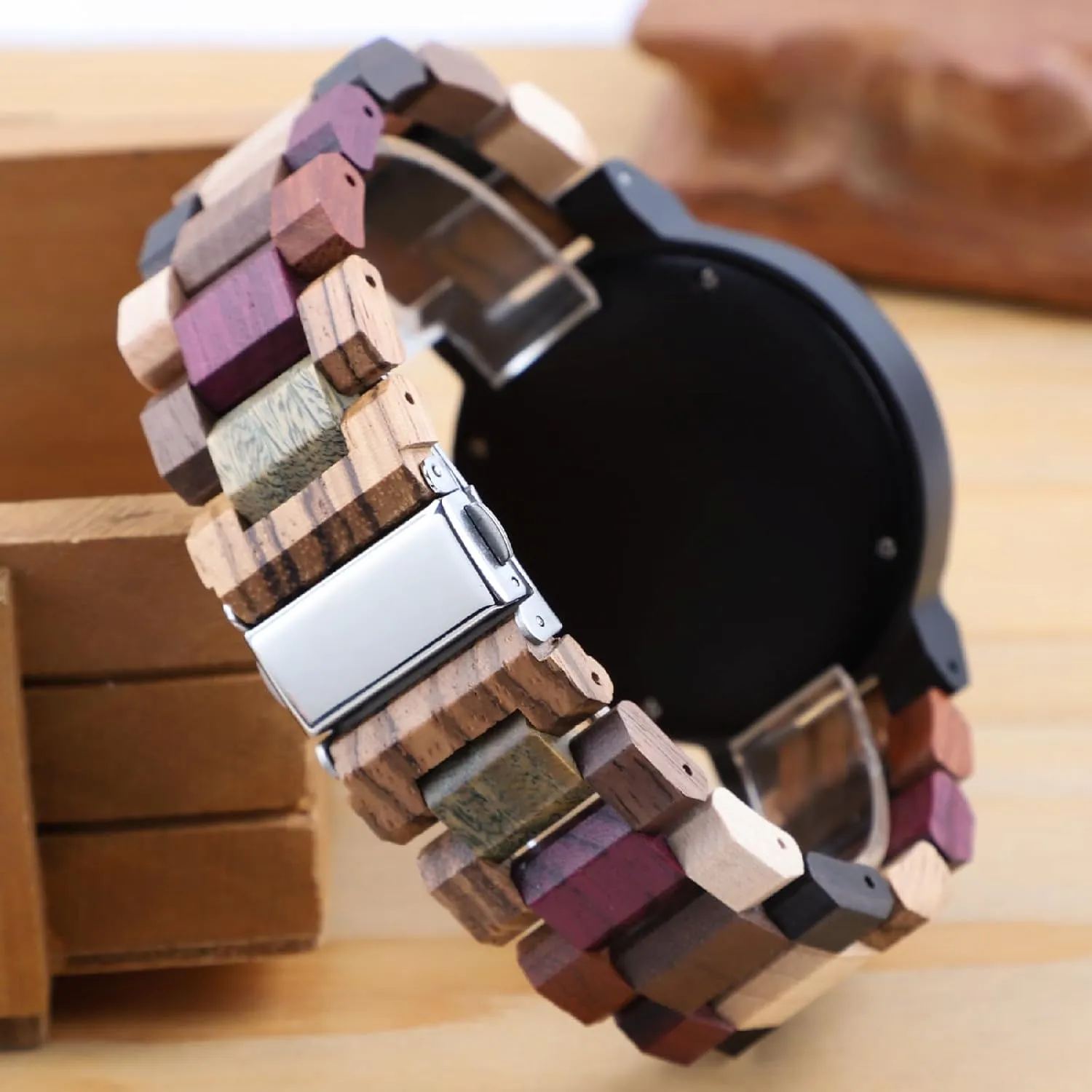 Hand-Made Wooden hormonal dividend soybean Watches Inverted Geometric Wood Watch Creative Quartz Watch for Men 