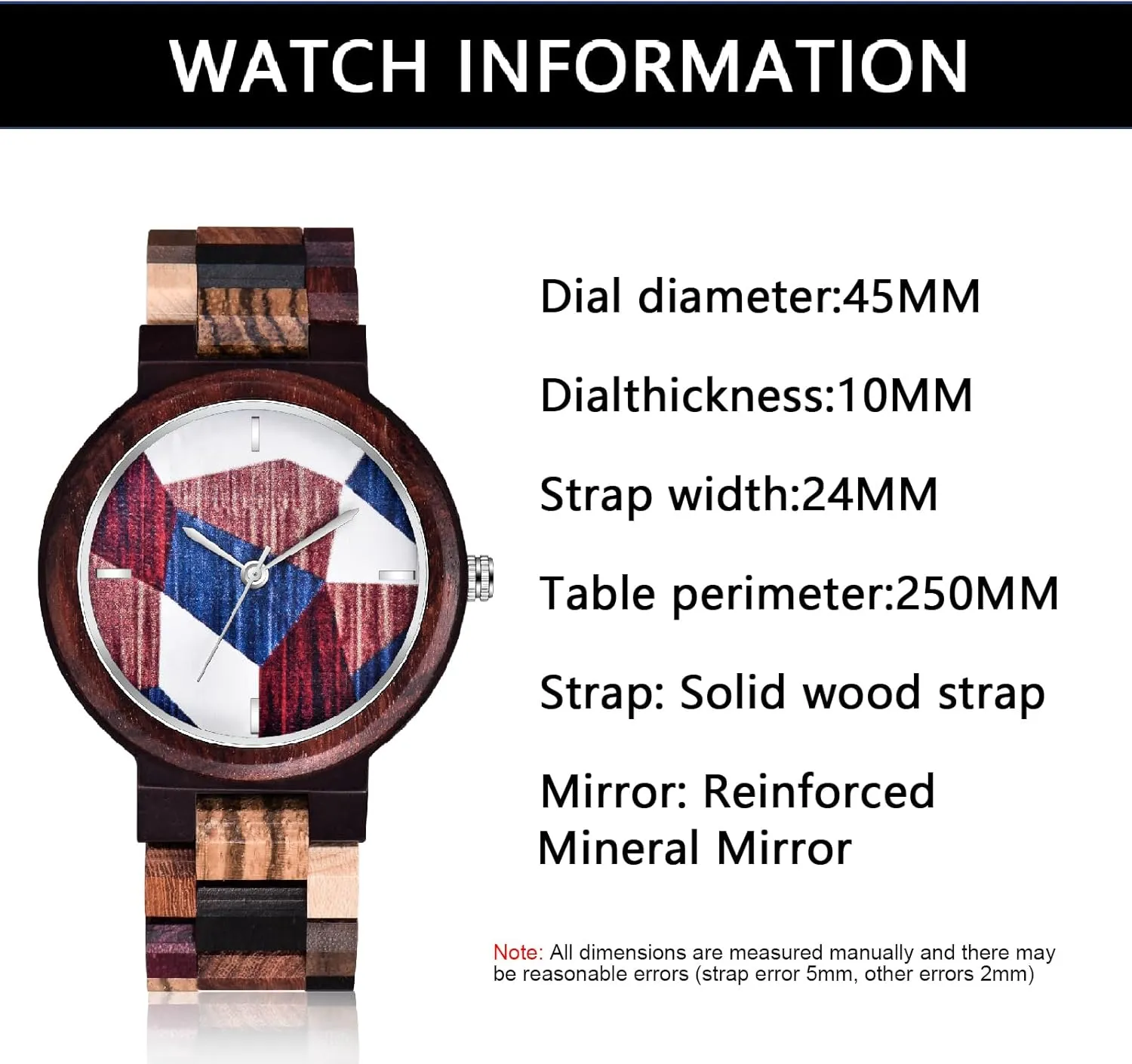 Hand-Made Wooden hormonal dividend soybean Watches Inverted Geometric Wood Watch Creative Quartz Watch for Men 