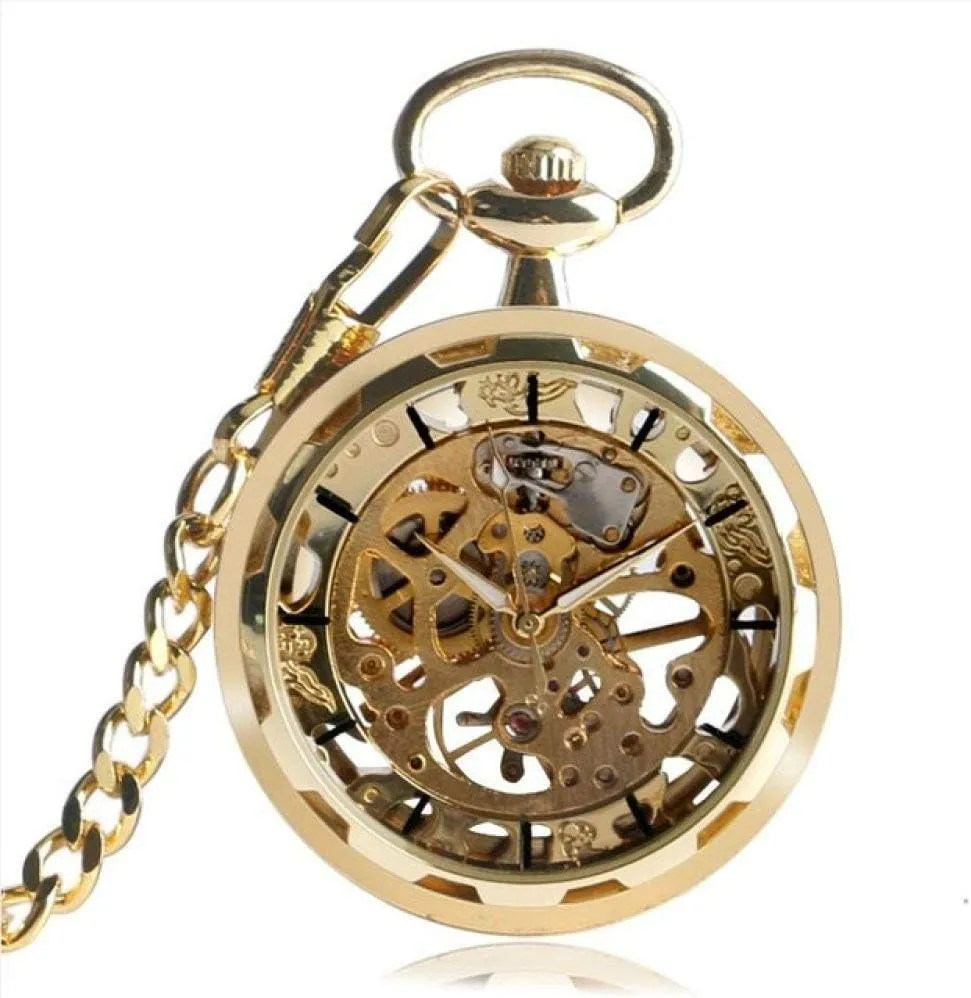 Hand Wind Fob Clock surge profoundly pylon silicon lot slowly Men Women Unisex Gift   Chain Gift,2 Pocket Watch Luxury Golden Pocket Watch Skeleton Steampunk Mechanical 