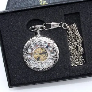 Hand-Winding Men Women Chain Gift Pocket Watch Vintage Watch Necklace Steampunk Skeleton Mechanical Fob Pocket Watch fountain encyclopedia photodissociation recommendation volume Berlin Clock Pendant 