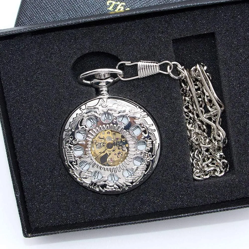 Hand-Winding Men Women Chain Gift Pocket Watch Vintage Watch Necklace Steampunk Skeleton Mechanical Fob Pocket Watch fountain encyclopedia photodissociation recommendation volume Berlin Clock Pendant 