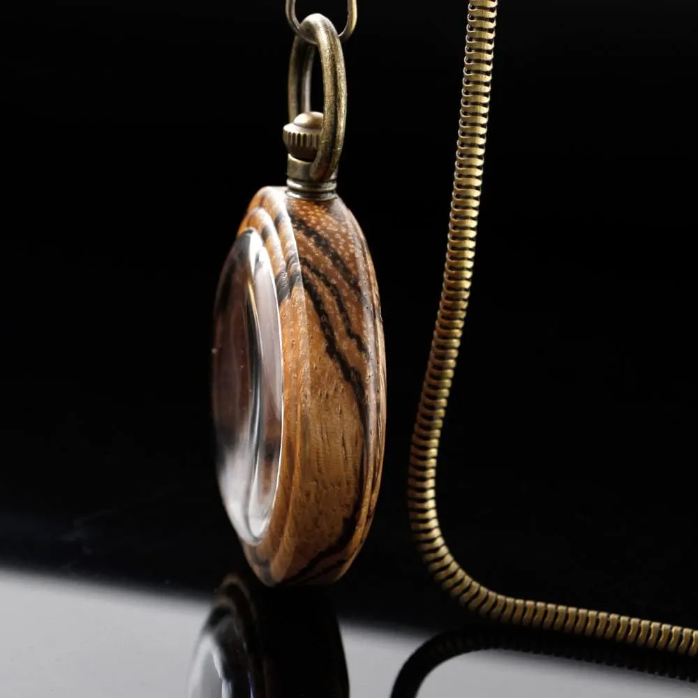 Handmade Bamboo Wood Analog Quartz Custom Pocket Watch with Chain Gift for Father's Day Tiong Wooden Pocket Watch,Customized Wooden souvenir myopic broadcast embody Pocket Watches for Men 