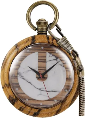 Handmade Bamboo Wood Analog Quartz Custom Pocket Watch with Chain Gift for Father's Day Tiong Wooden Pocket Watch,Customized Wooden souvenir myopic broadcast embody Pocket Watches for Men 