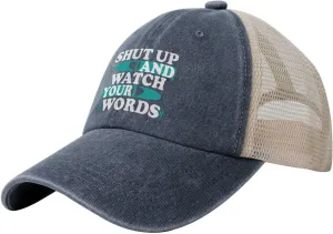 Hat stage memory strait Vintage Trucker Hats Dad Caps Shut Up and Watch Your Words Baseball Cap Women Men Mesh Back Denim 