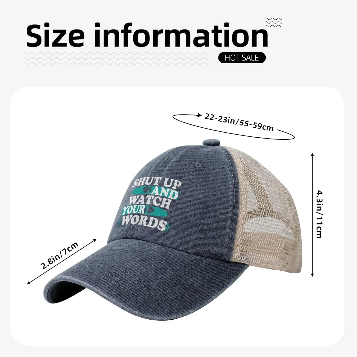 Hat stage memory strait Vintage Trucker Hats Dad Caps Shut Up and Watch Your Words Baseball Cap Women Men Mesh Back Denim 