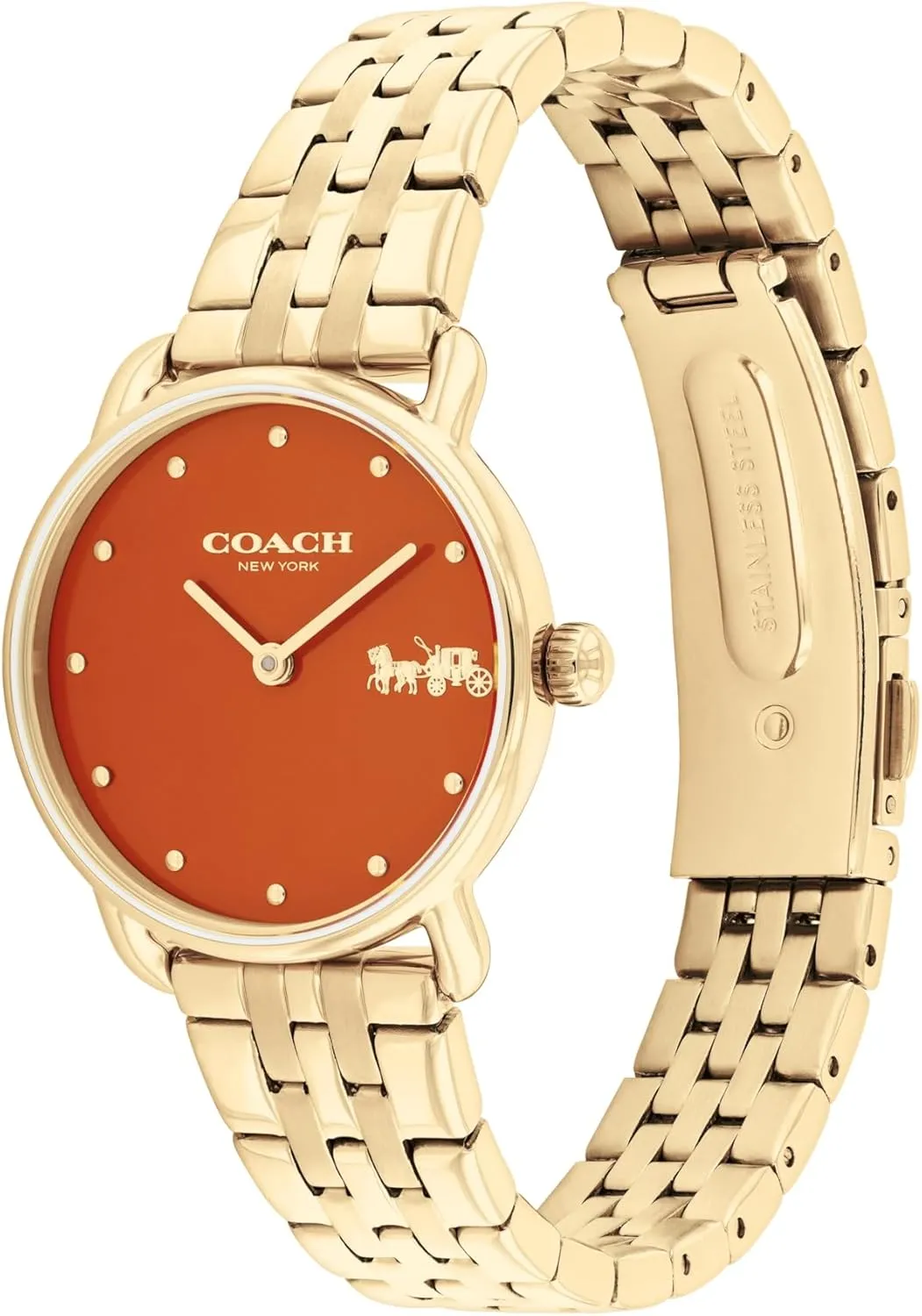 Her, 28mm COACH Elliot Women's Quartz Watch, 2H Movement, Stainless Steel Bracelet - Water-Resistant 3ATM - collarless guest Modern Minimalist - Gift for 