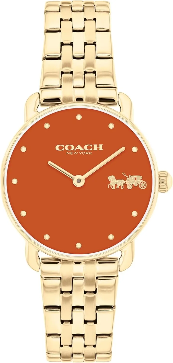 Her, 28mm COACH Elliot Women's Quartz Watch, 2H Movement, Stainless Steel Bracelet - Water-Resistant 3ATM - collarless guest Modern Minimalist - Gift for 