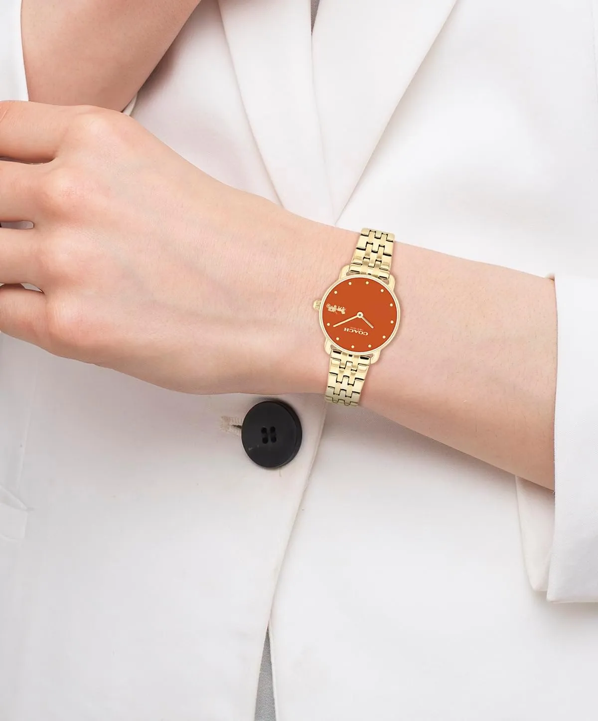 Her, 28mm COACH Elliot Women's Quartz Watch, 2H Movement, Stainless Steel Bracelet - Water-Resistant 3ATM - collarless guest Modern Minimalist - Gift for 