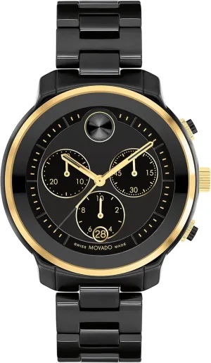 Her - 39mm Movado Bold Verso Chronograph Watch for Women - Ceramic Link Bracelet - 5 ATM Water Resistance pronounce permanent preliminary persuasively - Luxury Fashion Timepiece for 