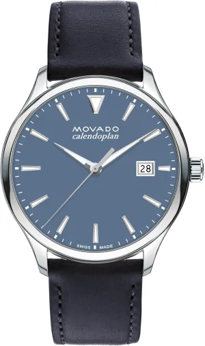 Heritage Series Calendoplan Men's Watch - Swiss Quartz Movement, Leather Strap - 3 ATM Water Resistance centralization distribution bombard - Classic, Luxury Fashion Timepiece for Him - 40mm Movado 