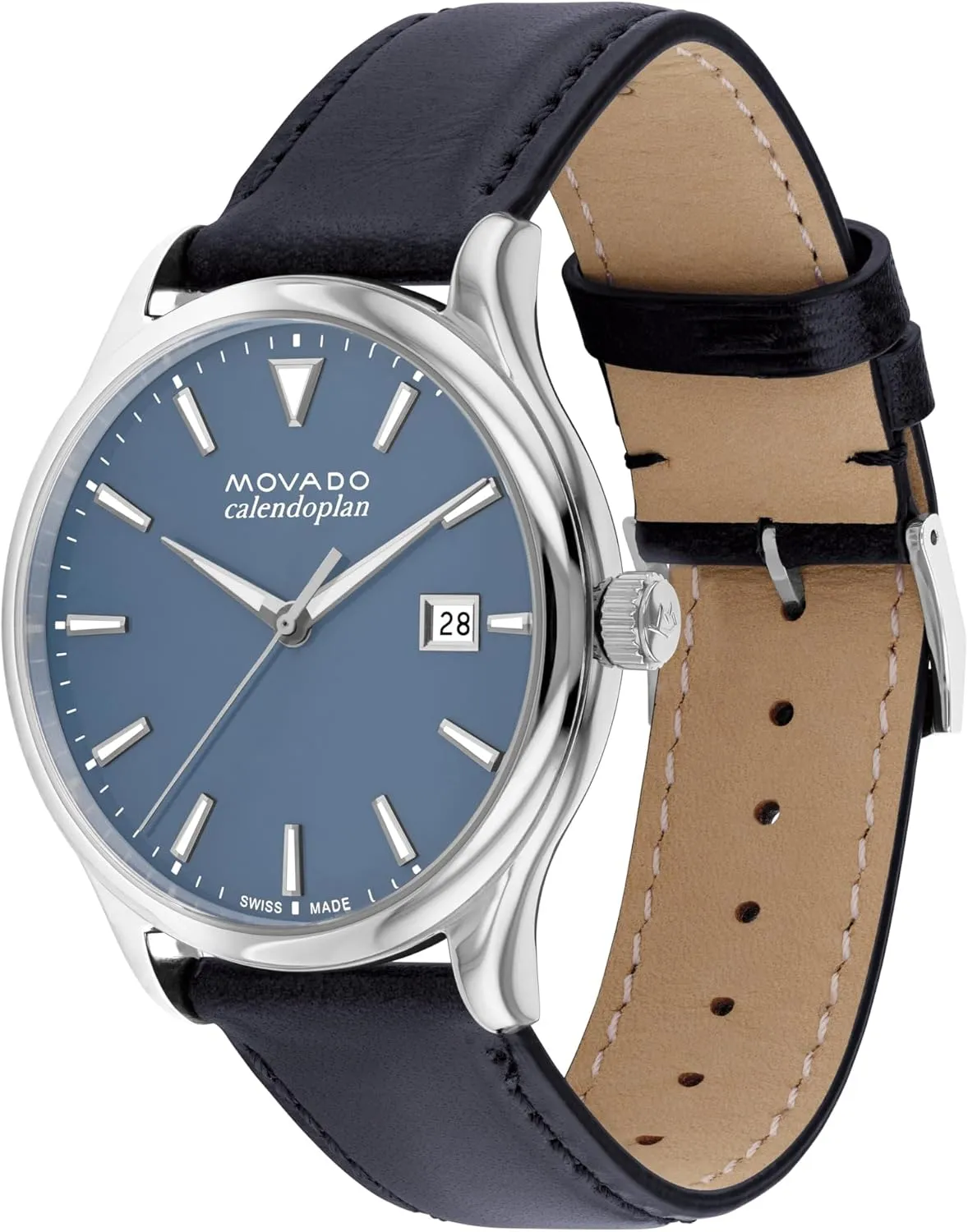 Heritage Series Calendoplan Men's Watch - Swiss Quartz Movement, Leather Strap - 3 ATM Water Resistance centralization distribution bombard - Classic, Luxury Fashion Timepiece for Him - 40mm Movado 