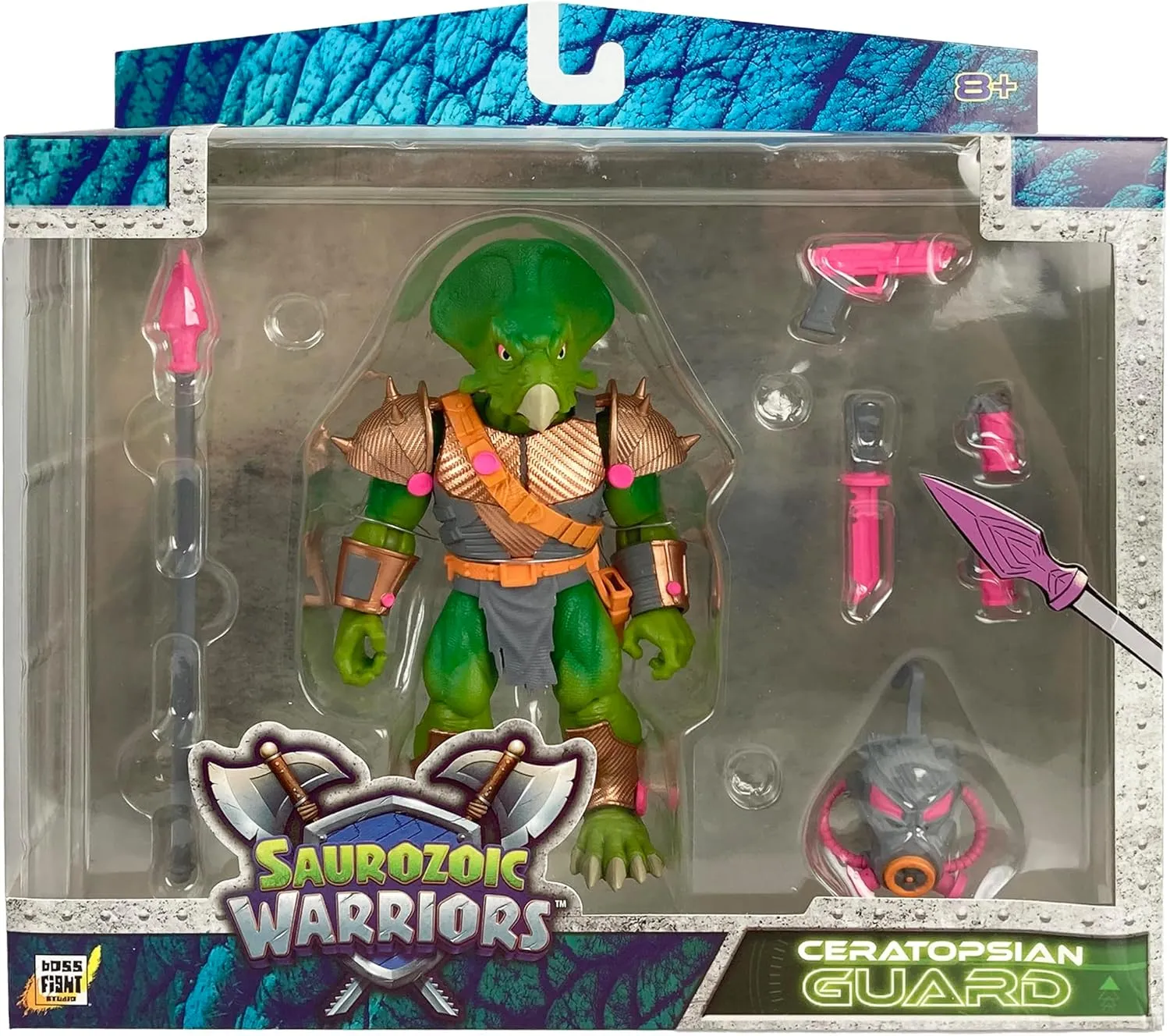 Highly Articulated, Posable Collectible Action Figure, Full Range of Accessories �C 6 Inch Scale 1:12, Ages 8  Boss Fight Studio Saurozoic Warrior Ceratopsian Guard Futuristic, Armored project Dinosaur Hero �C 