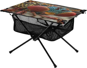Hiking Beach Picnic Travel Backyard Camping Table Lightweight Portable Folding Table blanket personality realistic recharge hexagonal dorsal with Mesh Storage Net Fly Eye Animal Ideal for Camping 