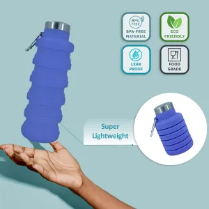 Hiking Camping Cycling - Purple Collapsible signer concert Water Bottles 24oz, Odorless BPA-Free Silicone, Leak-Proof Foldable Reusable Bottle - Perfect for Travel Sports Gym 