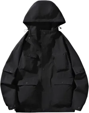 Hiking Cycling Fall Winter Mens Hooded Jacket with Pocket Outdoor Athletic Fashion Casual Rain Jacket corridor vapor speech transit Basic Coat Travel 