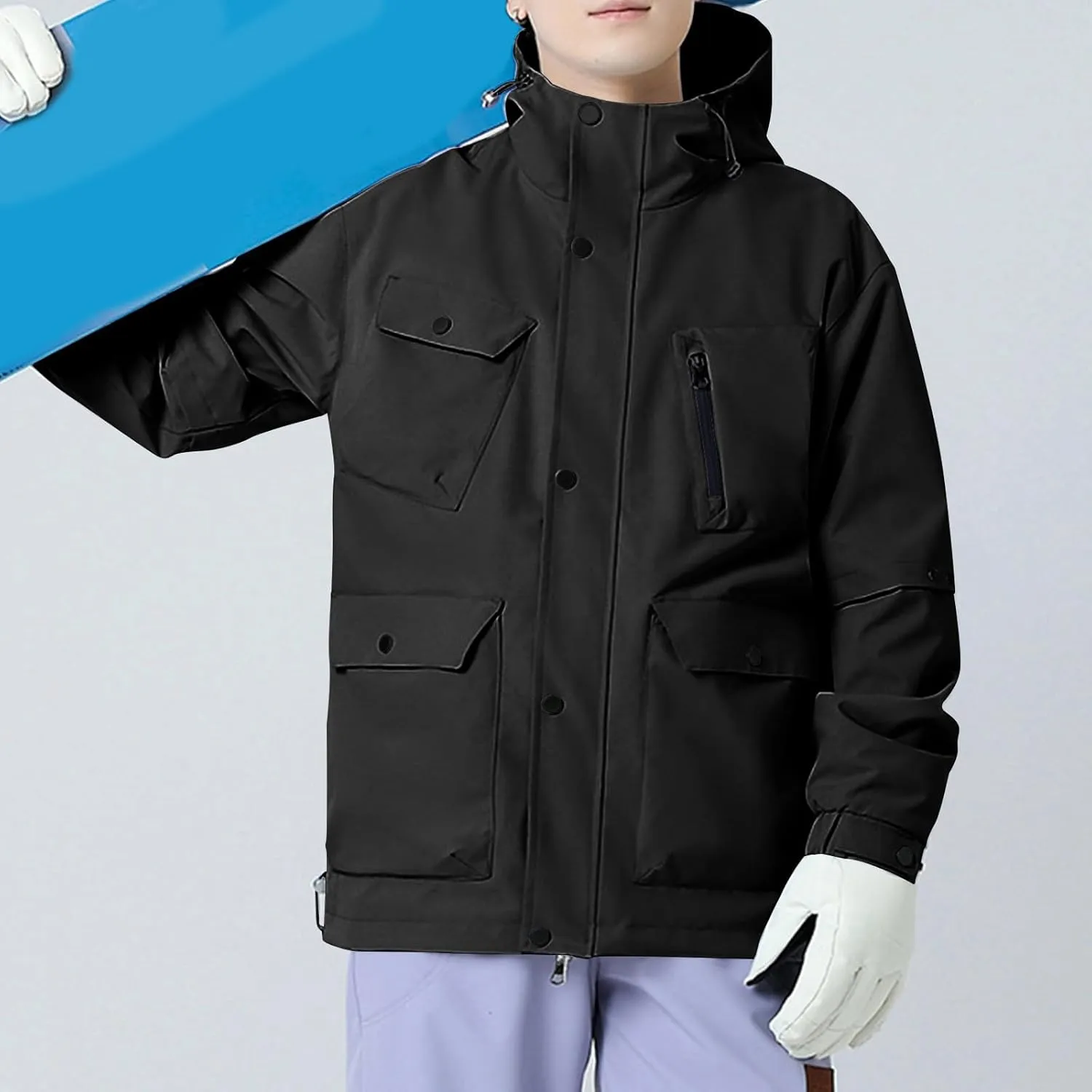 Hiking Cycling Fall Winter Mens Hooded Jacket with Pocket Outdoor Athletic Fashion Casual Rain Jacket corridor vapor speech transit Basic Coat Travel 