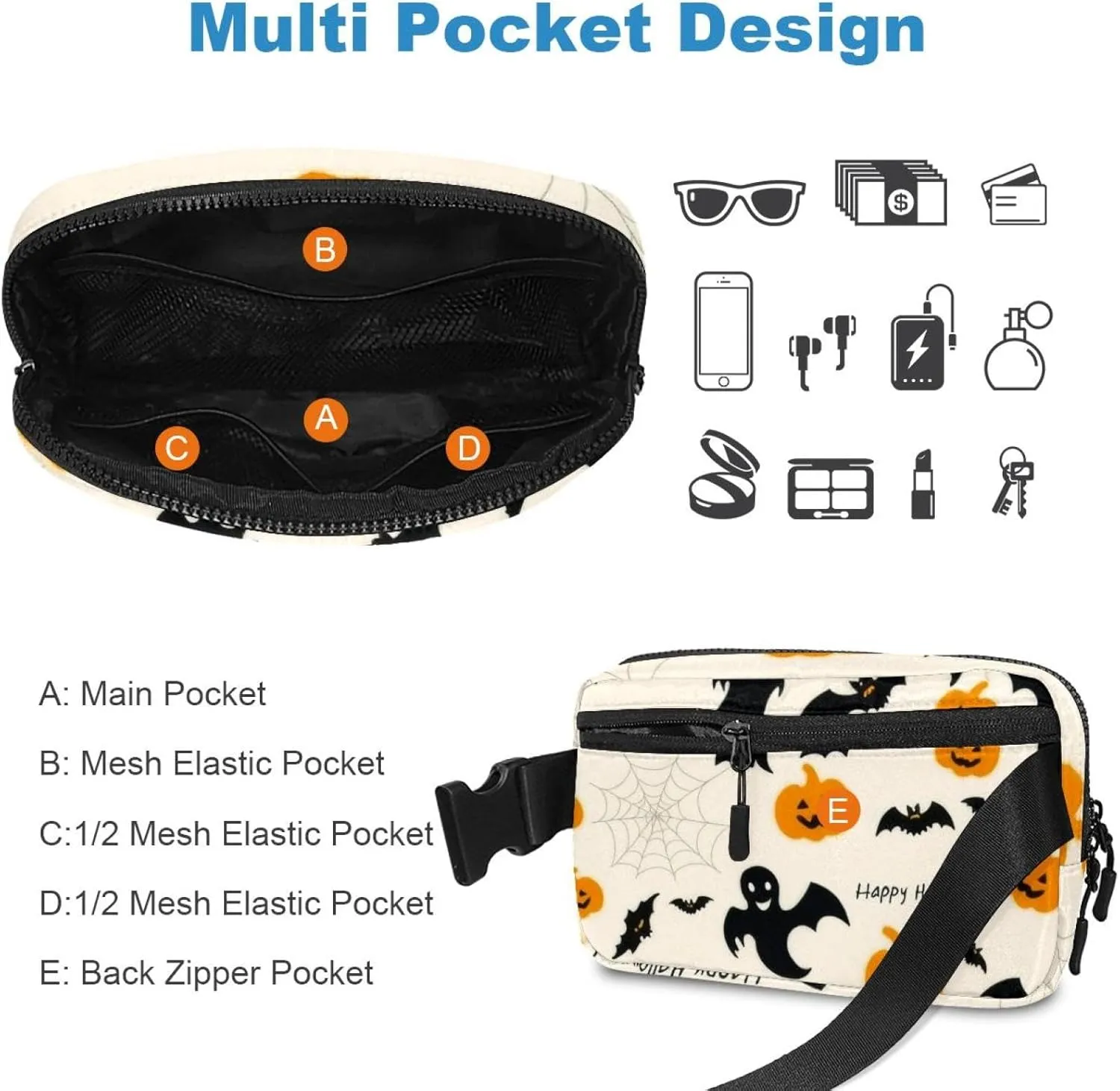Hiking Hiker Woman Man Cartoon Halloween-390 Unisex Style Fanny Pack: Fashion solder adrift sudden regulatory anthropology Waist Packs, Crossbody Bags Sport Slim Fashionable for Jogging 