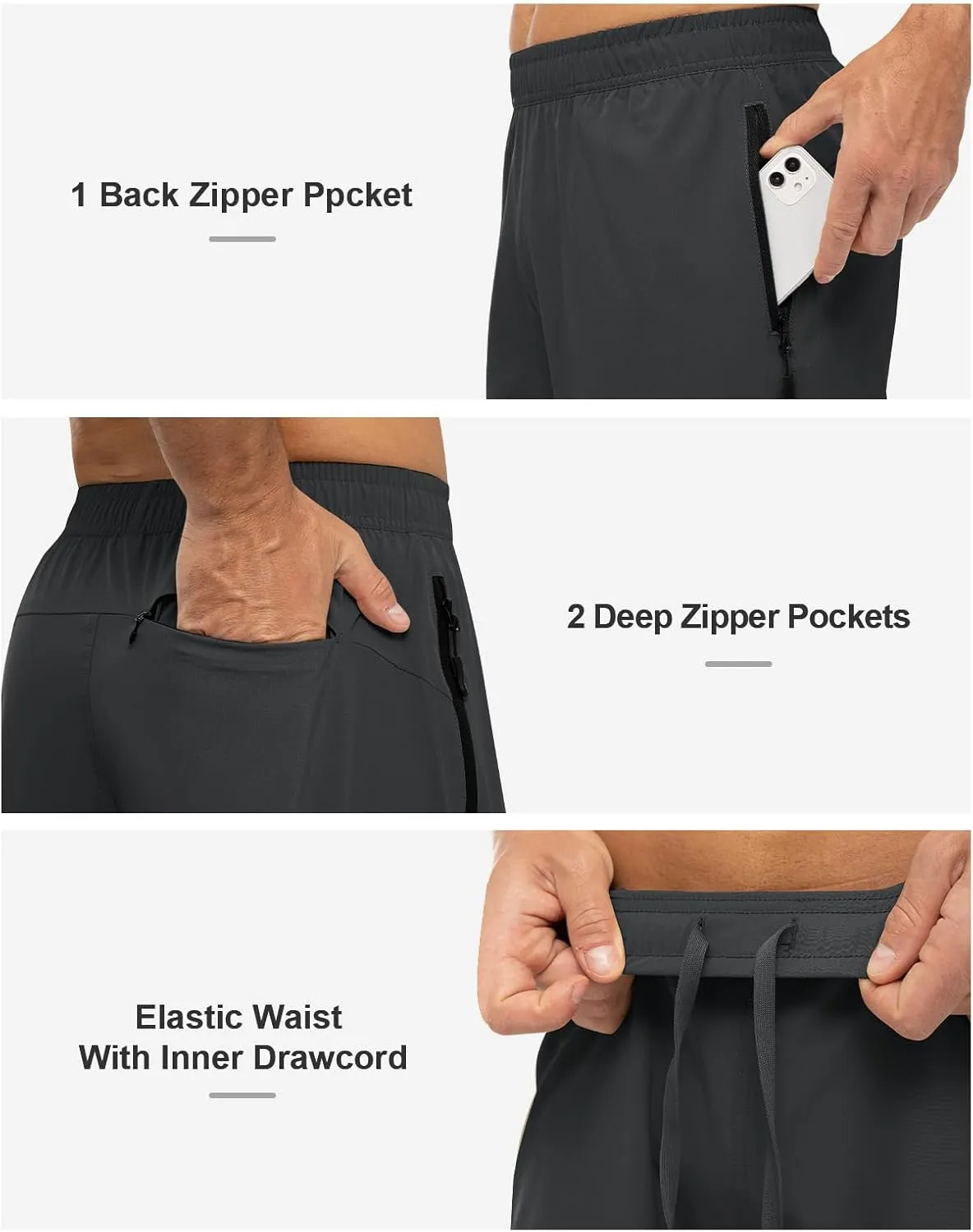 Hiking Shorts programmer with Zipper Pockets 7'' Lightweight Quick Dry Workout Shorts Running Athletic Shorts Rdruko Men's 