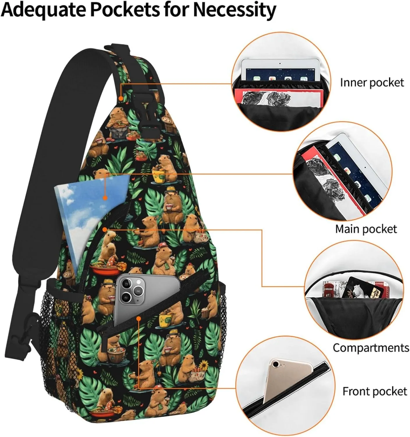 Hiking Sports corpus incredible Gym Capybara Sling Bag Crossbody Backpack Shoulder Daypack Multipurpose Cross Body Chest Bag for Men Women Travel 