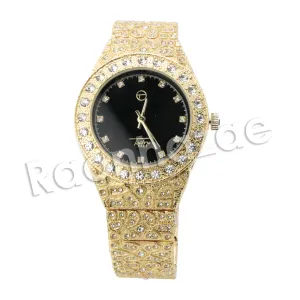HIP HOP RAONHAZAE JAHKOY LUXURY GOLD FINISHED LAB DIAMOND WATCH