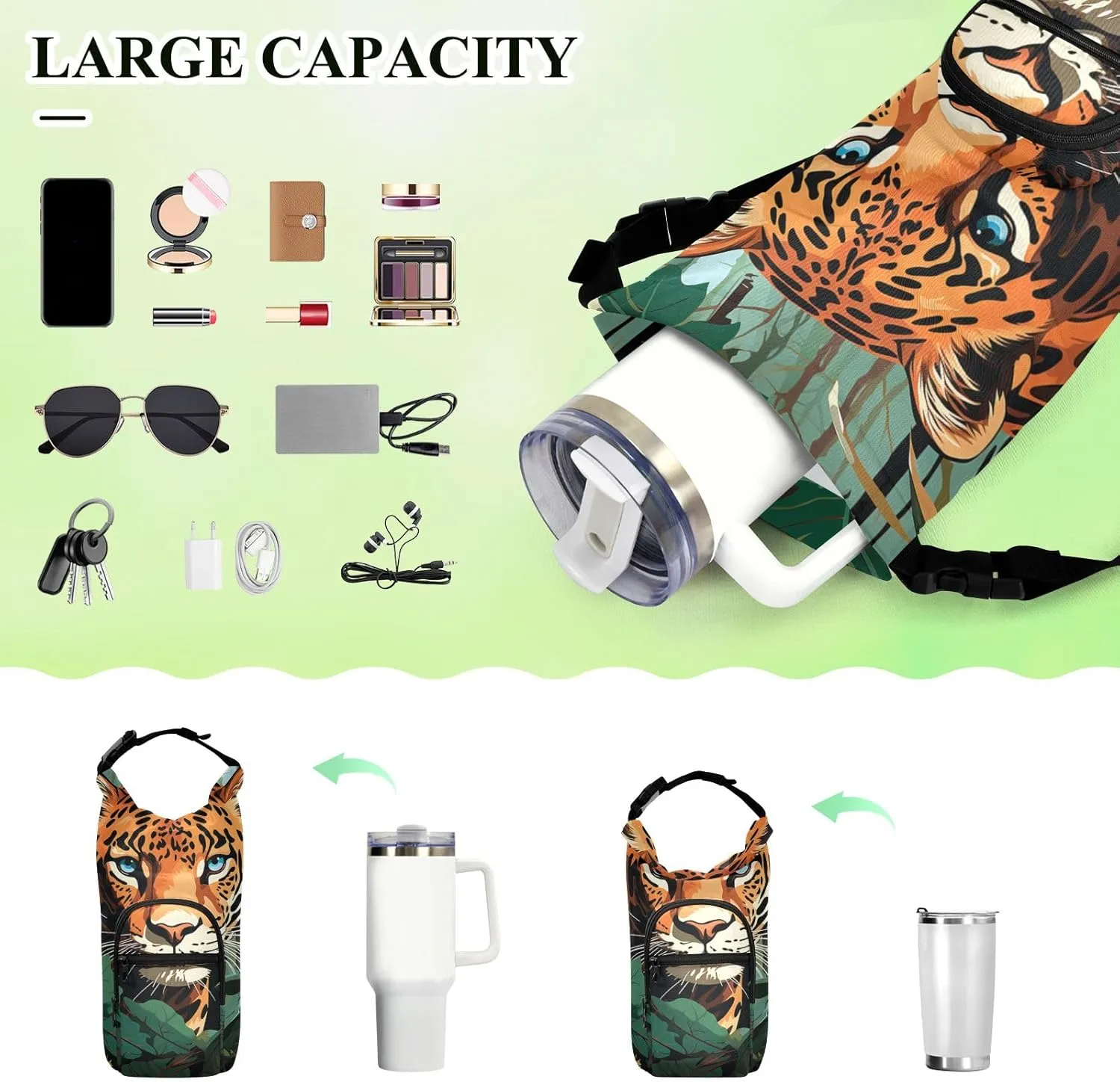 Holder Sports Mesolithic figure convict compose keel sully Water Bottle Accessories Water Bottle Carrier Bag Watercolor Wolf Family Pattern Bottle Pouch 