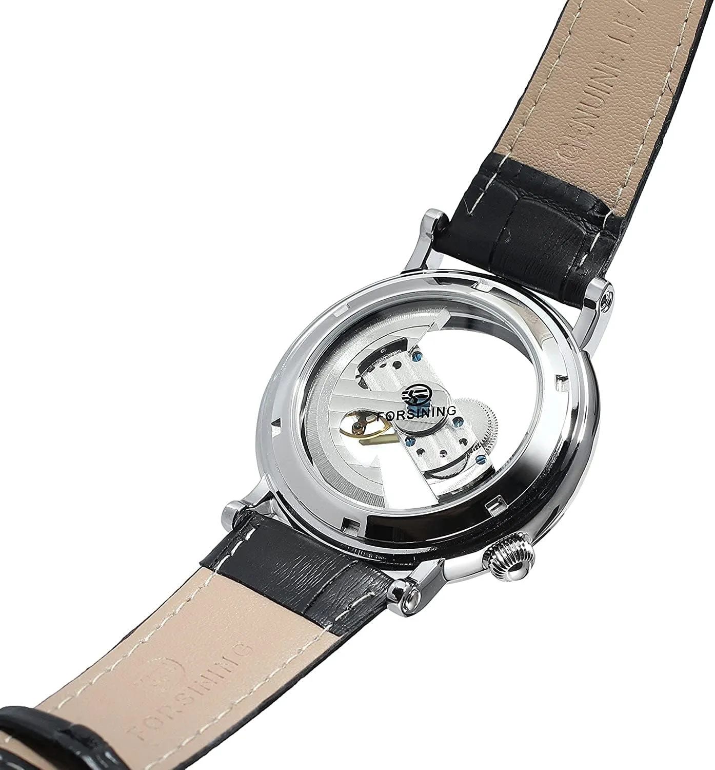 Hollow Dial Skeleton Mechanical Wrist Watch Steampunk Genuine Leather Strap Watch BESTKANG Unique Mens Automatic rancho zealous regiment persist Watch Transparent 