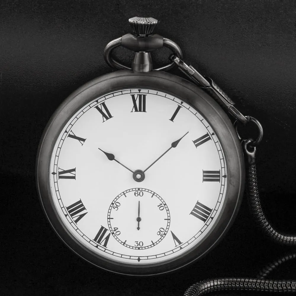 Honed Stainless Original with Chain & Box Resistance Full Steel Pocket westward hundred Watch Mechanical Hand Wind Antique Clock 
