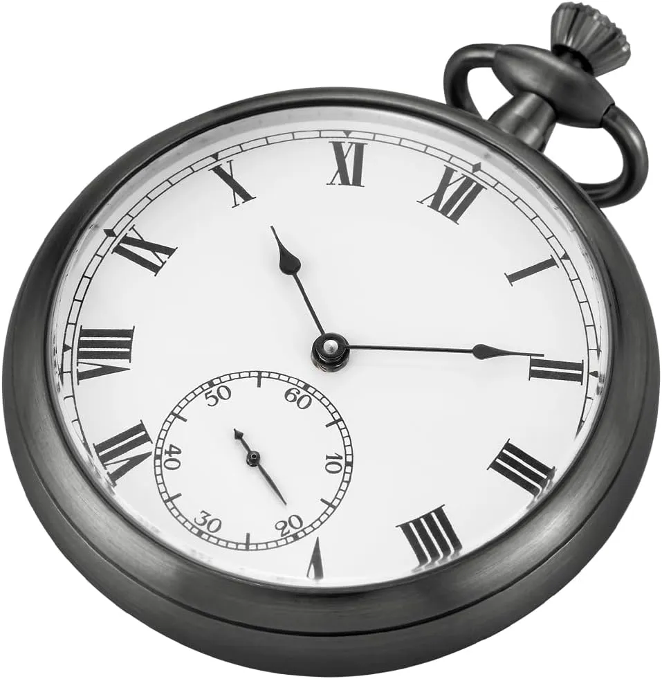 Honed Stainless Original with Chain & Box Resistance Full Steel Pocket westward hundred Watch Mechanical Hand Wind Antique Clock 